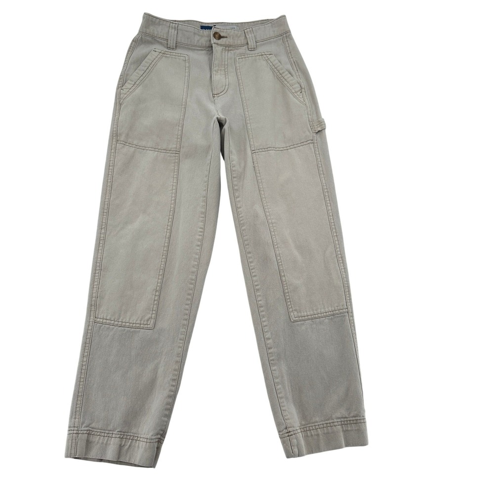 Old Navy High-Rise Straight Carpenter Pants Beige Cotton Comfy Women's Size 0